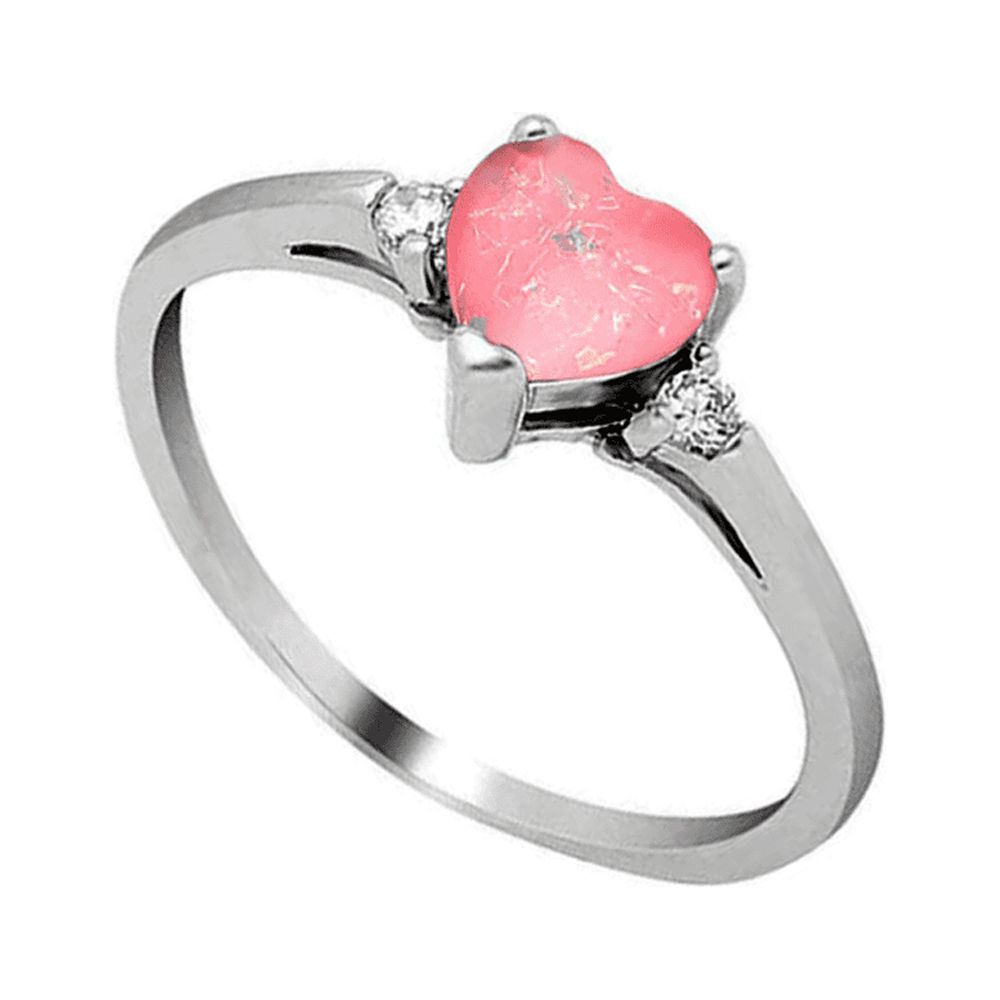 Shelly Engagement Promise Ring Heart Pink Opal Silver Women Ginger